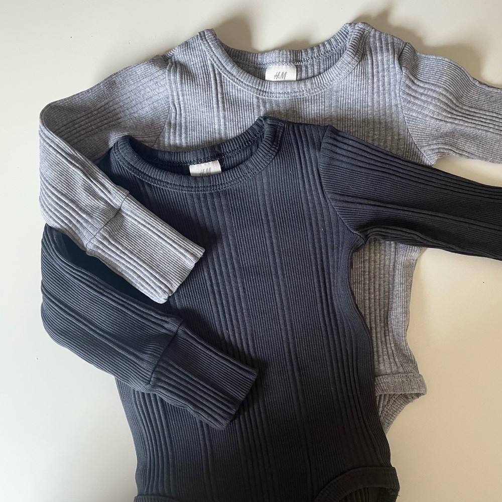 Adjustable-Fit Ribbed Bodysuits, Set of 2